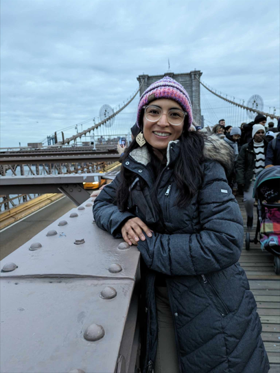 Christina on a bridge